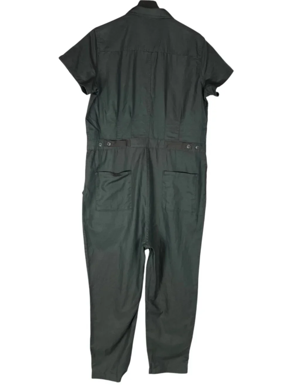 NWT Quince Cotton Linen Twill Short Sleeve Coverall Jumpsuit in Charcoal Size L
